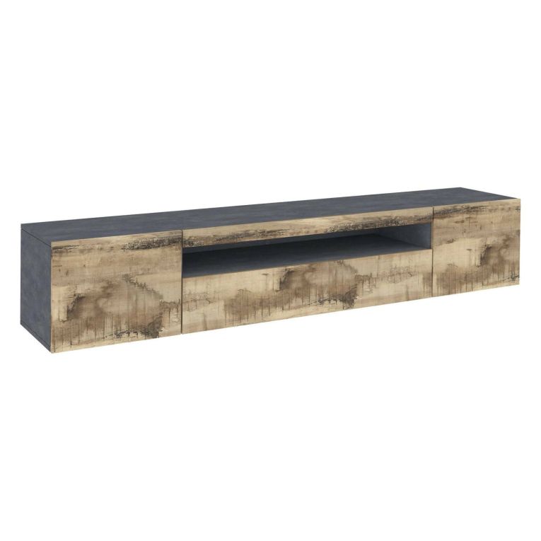 Base TV acero e ardesia 200x40x37h cm 3 ante in legno - Artropodi