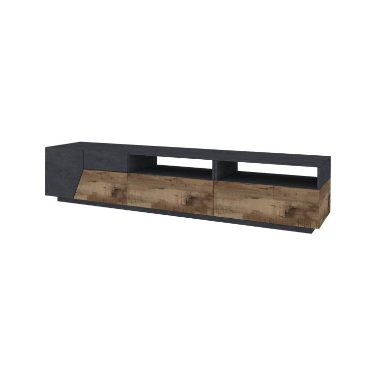 Base TV acero e ardesia 200x43x46h cm 2 ante e 2 cassetti - Arghi