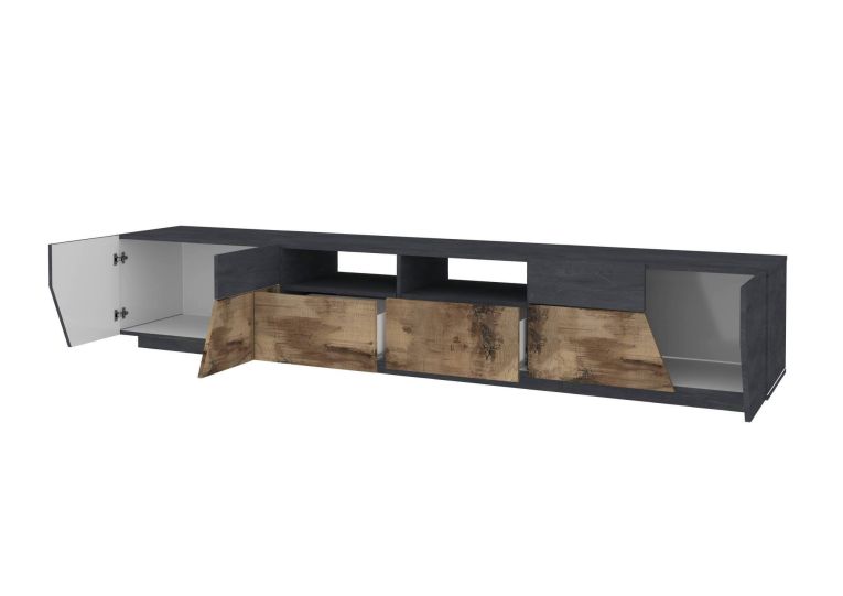 Base TV acero e ardesia 260x43x46h cm 4 ante e 2 cassetti - Asdrubale