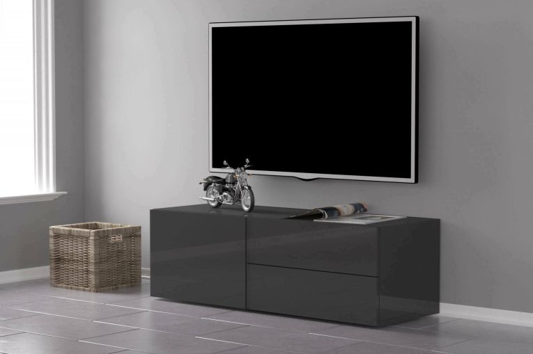 Base TV antracite lucido 110x40x35h cm in legno - Amleto