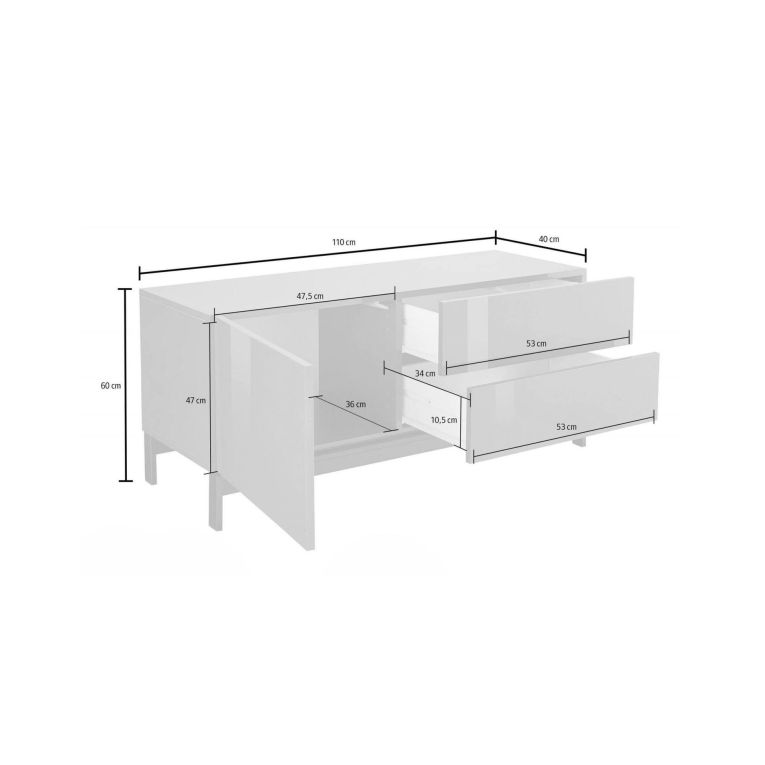 Base TV antracite lucido 110x40x47h cm in legno - Azad