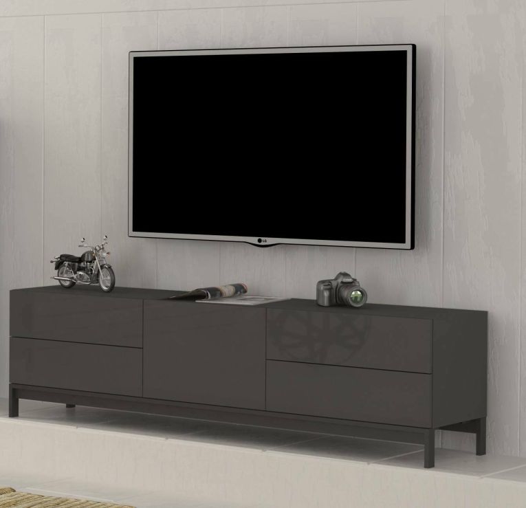 Base TV antracite lucido 170x40x35h cm in legno - Ardesia