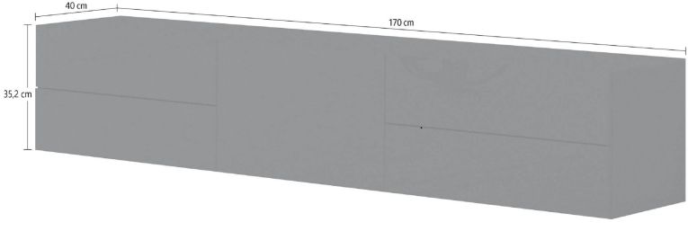 Base TV antracite lucido 170x40x35h cm in legno - Ardesia