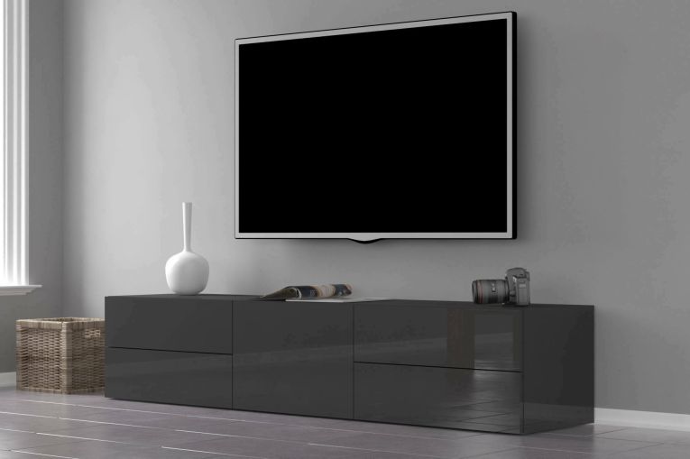 Base TV antracite lucido 170x40x35h cm in legno - Ariad