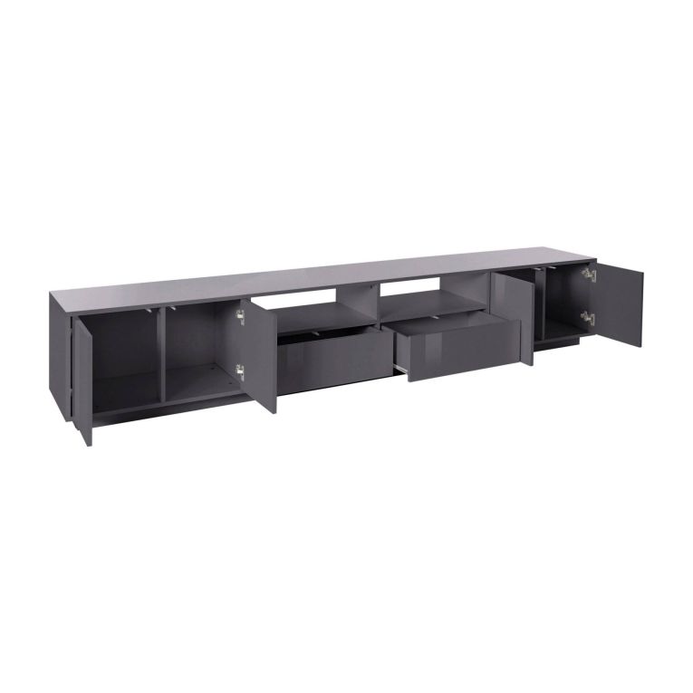 Base TV antracite lucido 260x41x46h cm 4 ante e 2 cassetti - Albak