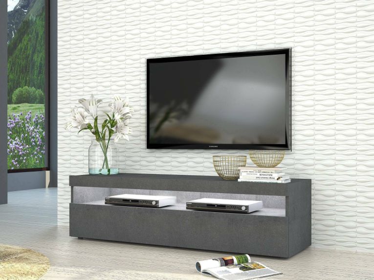Base TV ardesia 130x45x36h cm in legno - Gianna