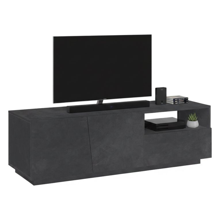 Base TV ardesia 150x43x46h cm 2 ante e 1 cassetto - Aiace