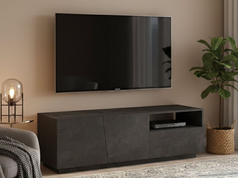 Base TV ardesia 150x43x46h cm 2 ante e 1 cassetto - Aiace