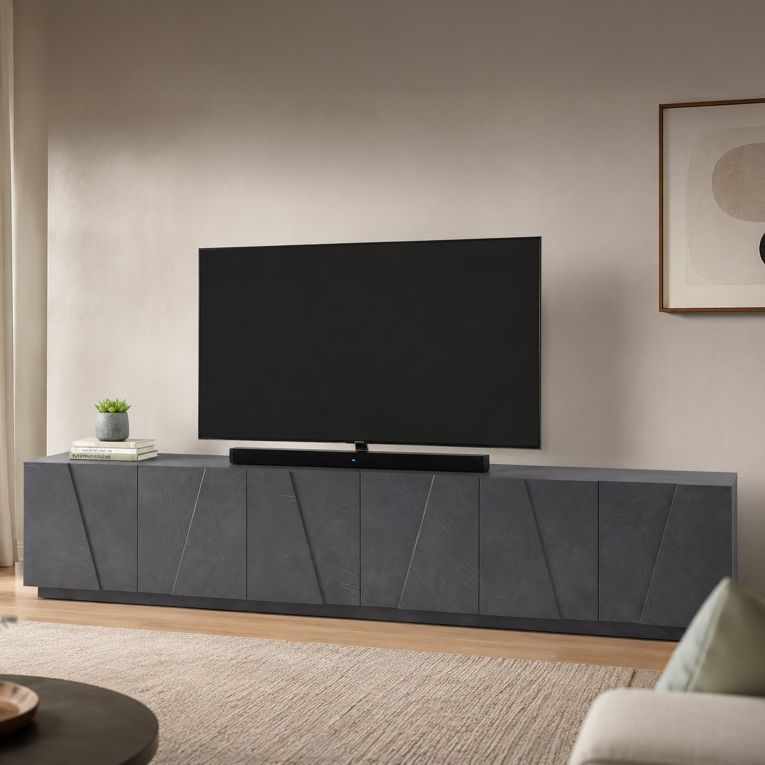 Base TV ardesia 244x44x46h cm 6 ante e 1 cassetto - Aemilor