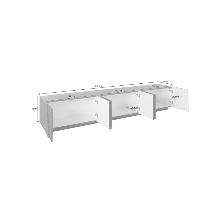 Base TV ardesia 244x44x46h cm 6 ante e 1 cassetto - Aemilor