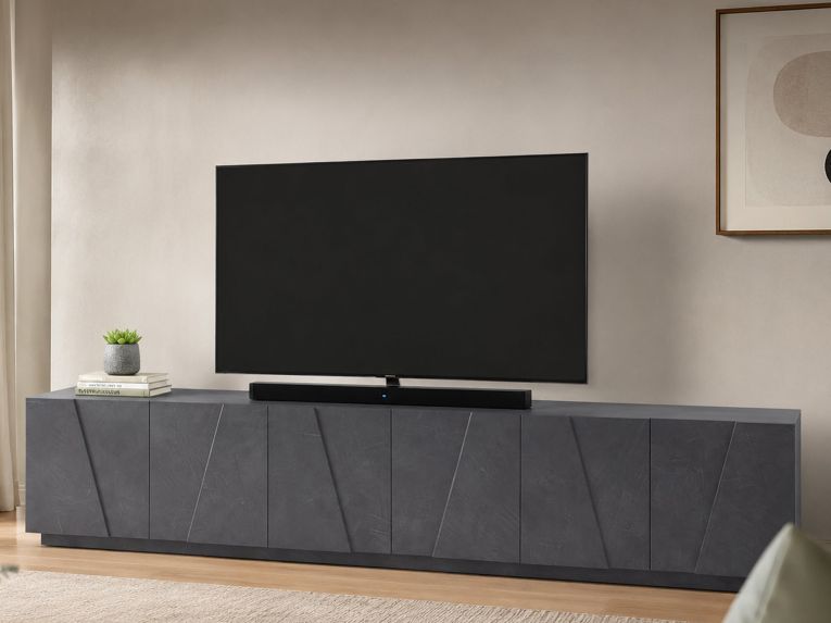 Base TV ardesia 244x44x46h cm 6 ante e 1 cassetto - Aemilor