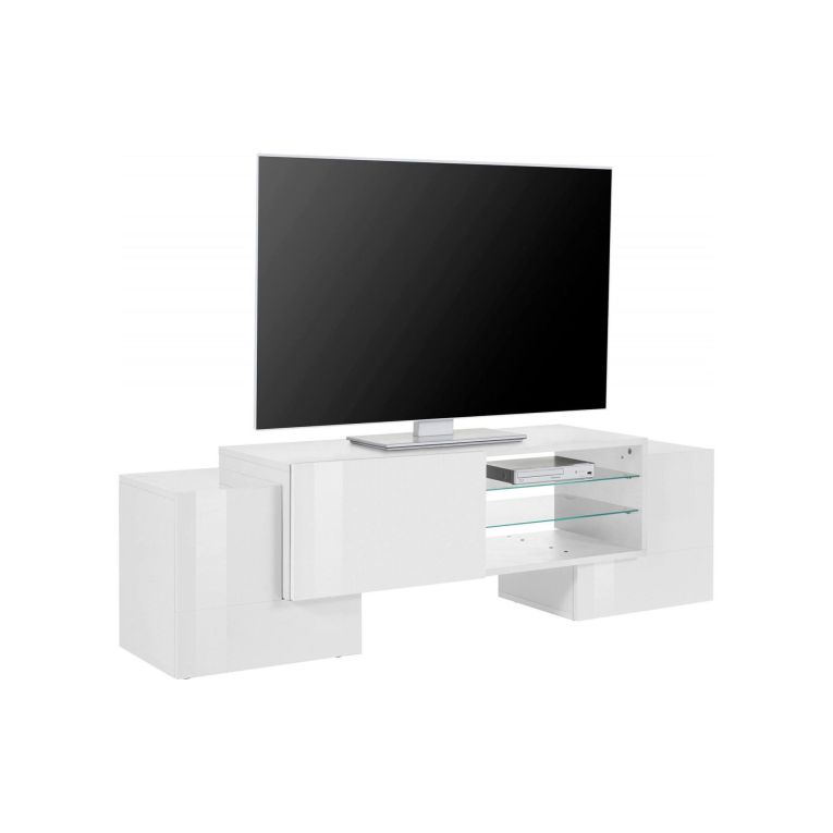 Base TV bianco lucido 100x45x45h cm 3 ante - Moldavite