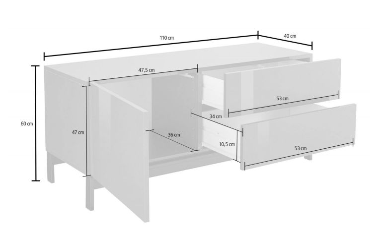 Base TV bianco lucido 110x40x47h cm in legno - Azad