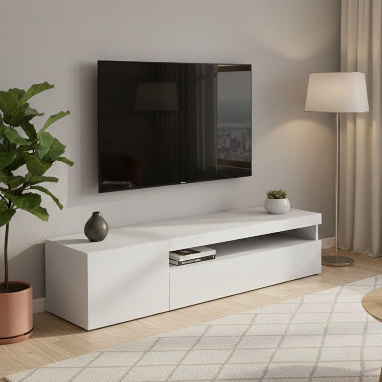 Base TV bianco lucido 150x40x37h cm 2 ante - Ardy