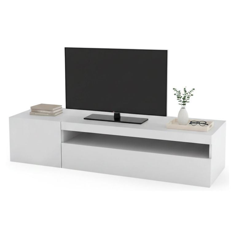 Base TV bianco lucido 150x40x37h cm 2 ante - Ardy