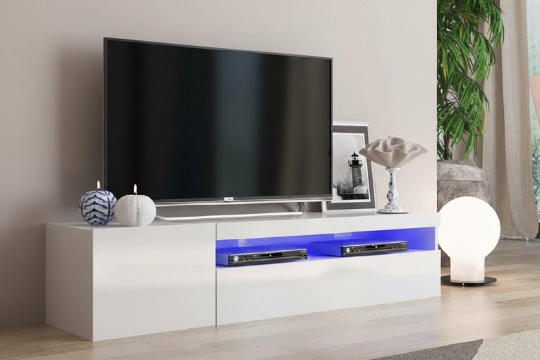 Base TV bianco lucido 150x40x37h cm 2 ante - Ardy
