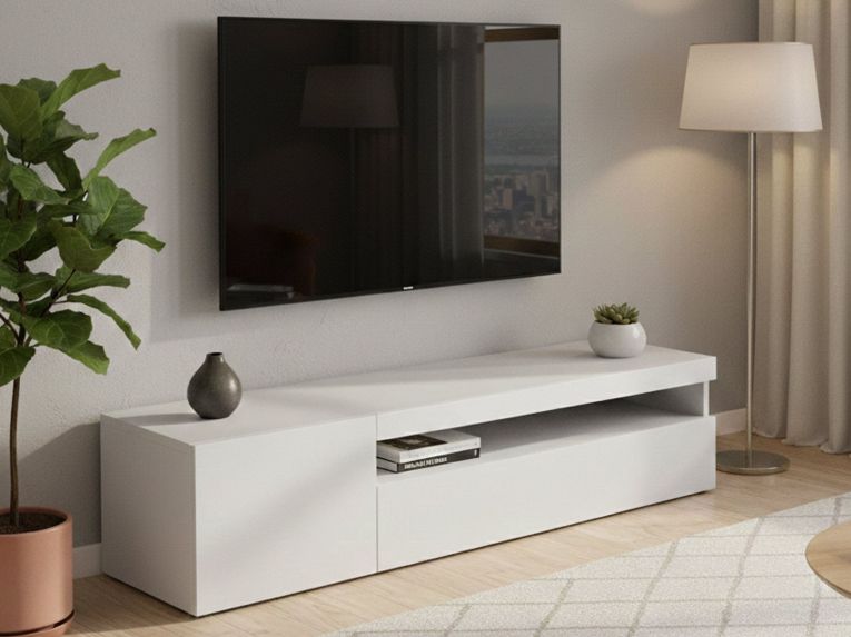 Base TV bianco lucido 150x40x37h cm 2 ante - Ardy