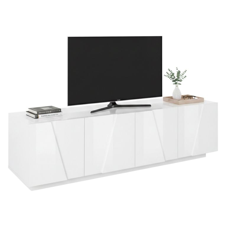 Base TV bianco lucido 162x44x46h cm 4 ante e 1 cassetto - Acix