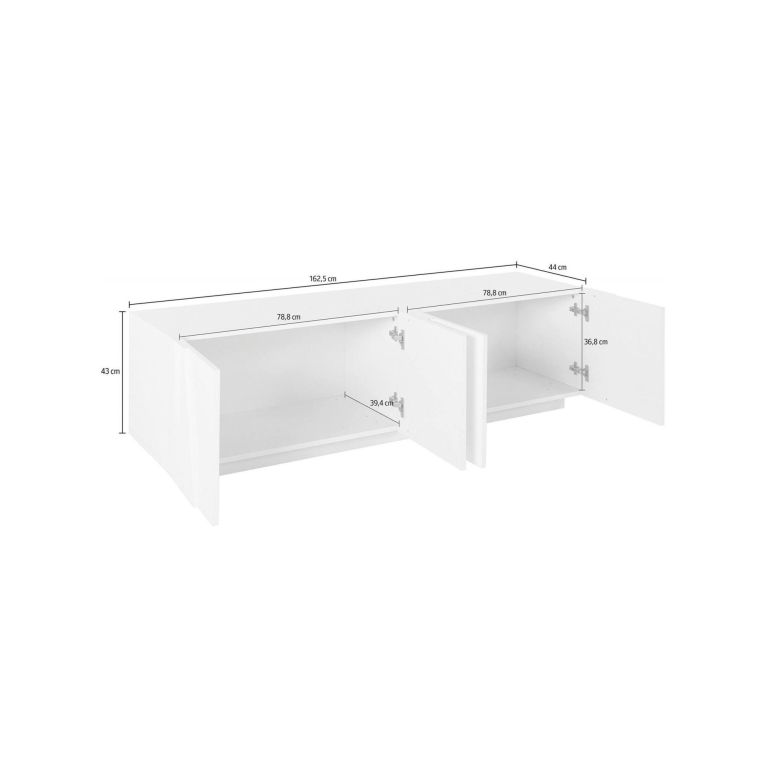 Base TV bianco lucido 162x44x46h cm 4 ante e 1 cassetto - Acix