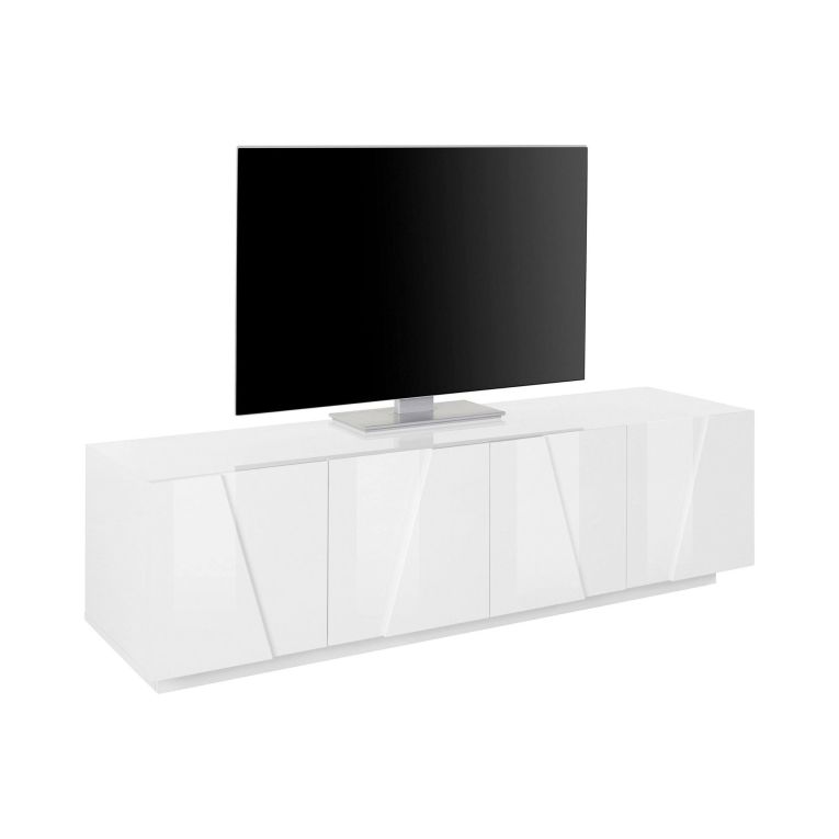 Base TV bianco lucido 162x44x46h cm 4 ante e 1 cassetto - Acix