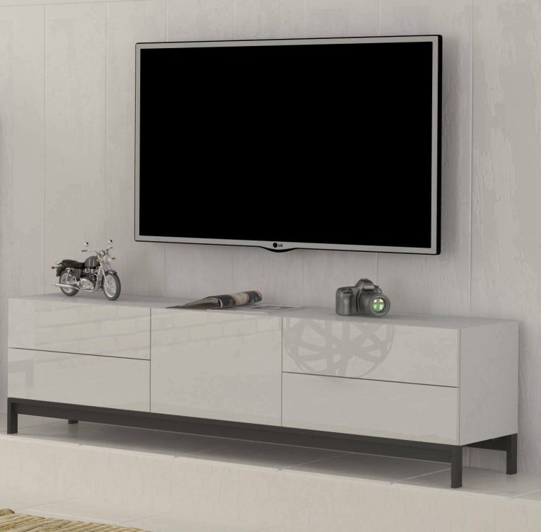 Base TV bianco lucido 170x40x35h cm 4 cassetti - Ardesia