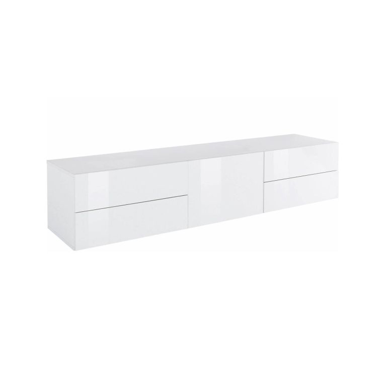Base TV bianco lucido 170x40x35h cm 4 cassetti - Ardesia