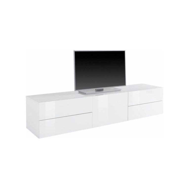 Base TV bianco lucido 170x40x35h cm 4 cassetti - Ardesia