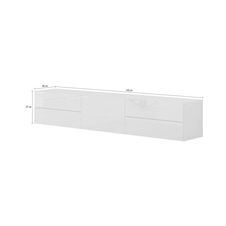 Base TV bianco lucido 170x40x35h cm in legno - Ariad