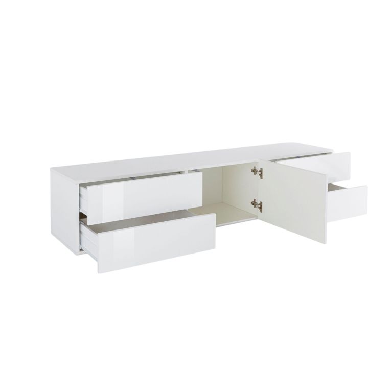 Base TV bianco lucido 170x40x35h cm in legno - Ariad