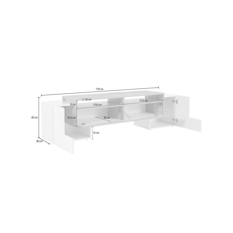 Base TV bianco lucido 170x45x45h cm 3 ante - Abele