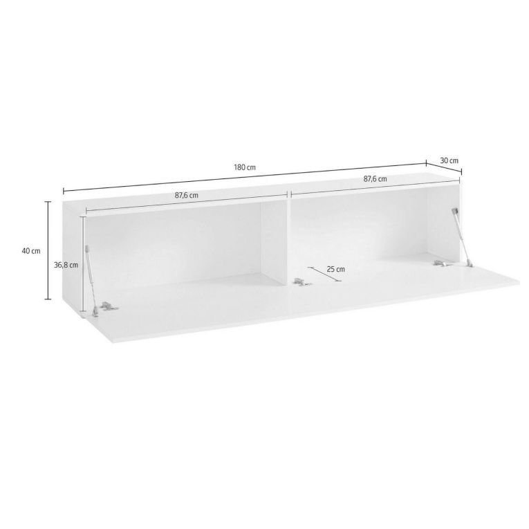 Base TV bianco lucido 180x30x40h cm in legno - Alakazam