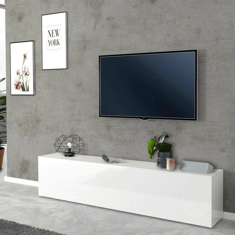 Base TV bianco lucido 180x30x40h cm in legno - Alakazam