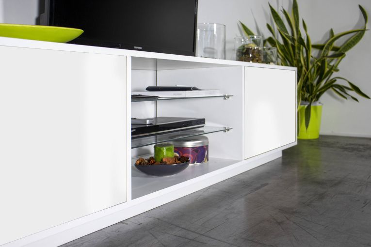 Base TV bianco lucido 180x41x46h cm 2 ante - Lola