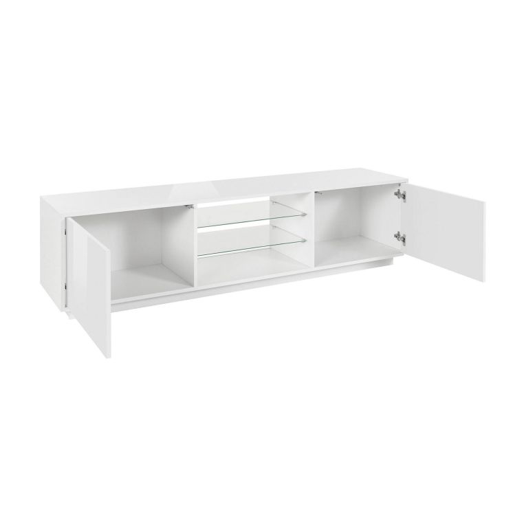 Base TV bianco lucido 180x41x46h cm 2 ante - Lola