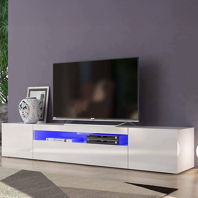 Base TV bianco lucido 200x40x37h cm 3 ante - Amore