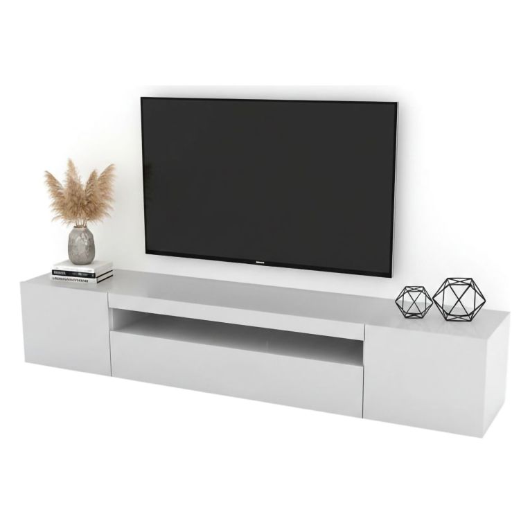 Base TV bianco lucido 200x40x37h cm 3 ante - Amore