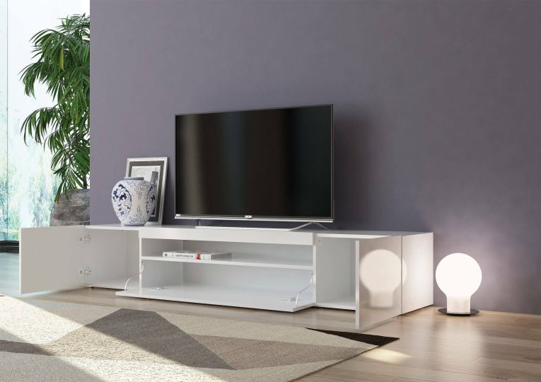Base TV bianco lucido 200x40x37h cm 3 ante - Amore