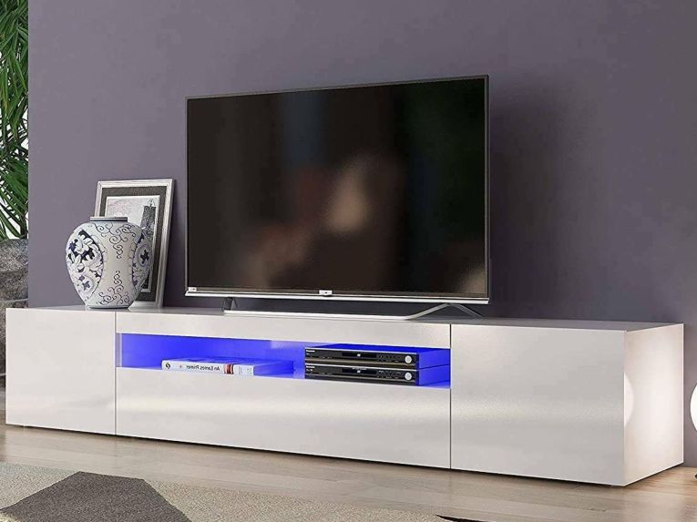 Base TV bianco lucido 200x40x37h cm 3 ante - Amore