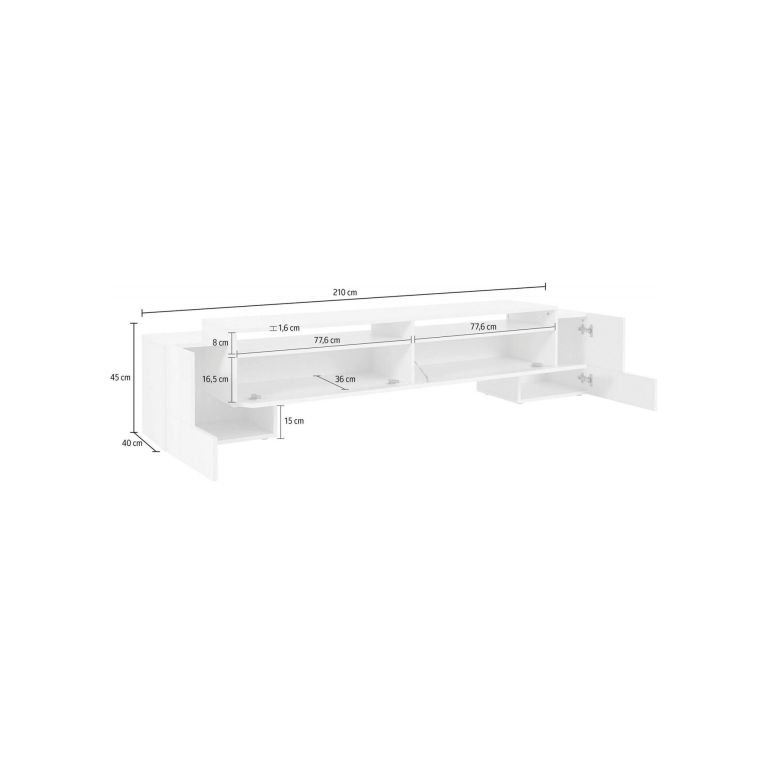 Base TV bianco lucido 210x45x45h cm 3 ante - Amis