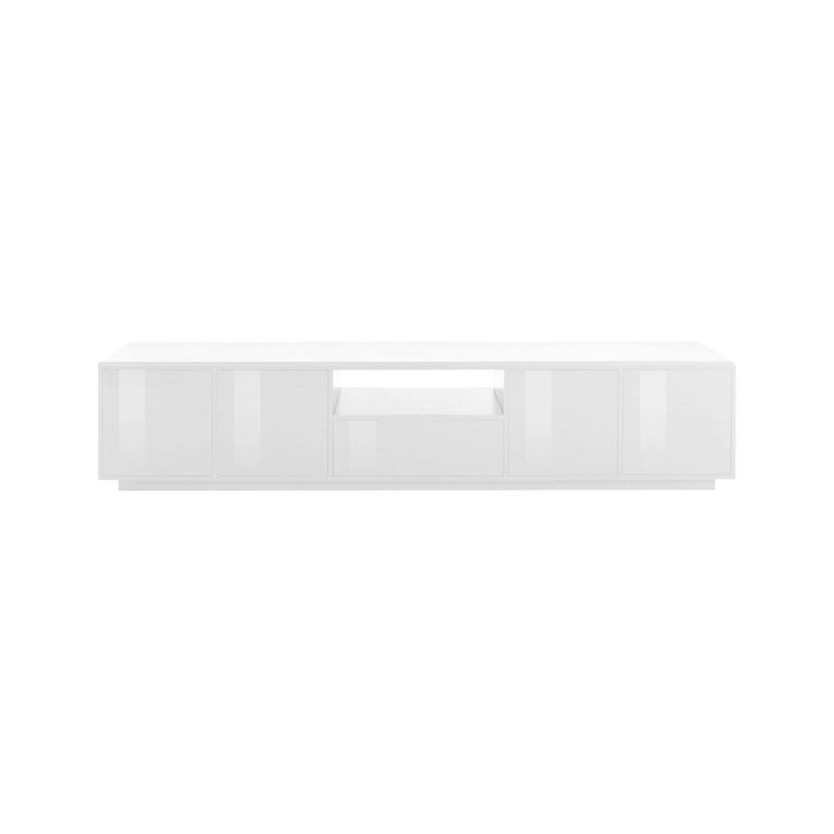Base TV bianco lucido 220x41x46h cm 4 ante e 1 cassetto - Ajuly