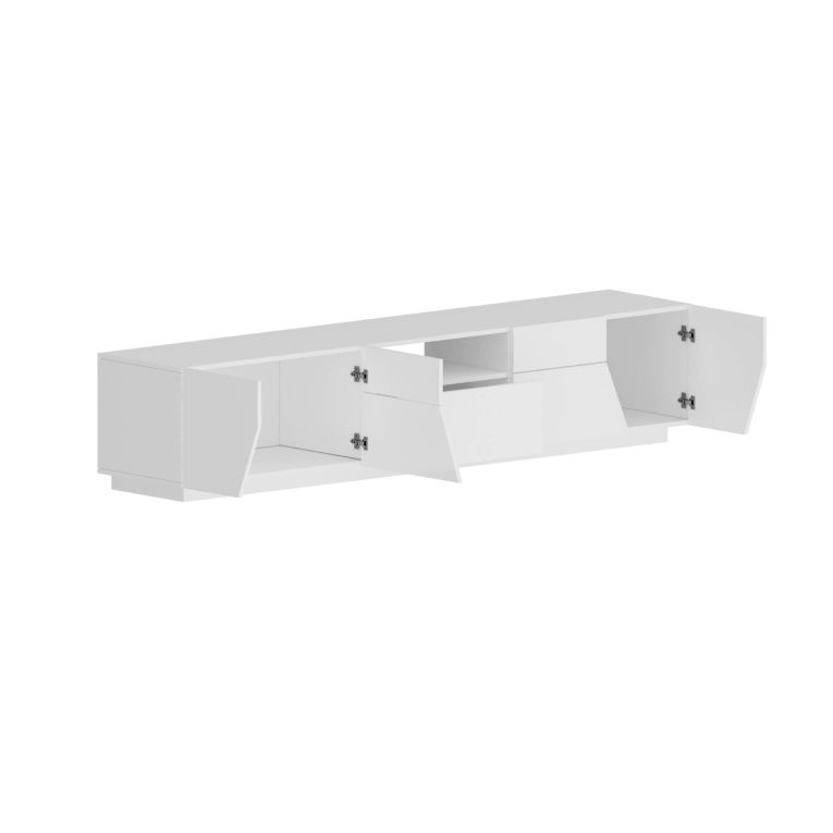 Base TV bianco lucido 220x43x46h cm 4 ante e 1 cassetto - Animai