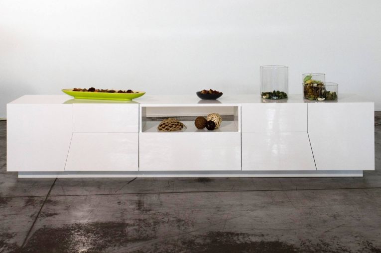 Base TV bianco lucido 220x43x46h cm 4 ante e 1 cassetto - Animai