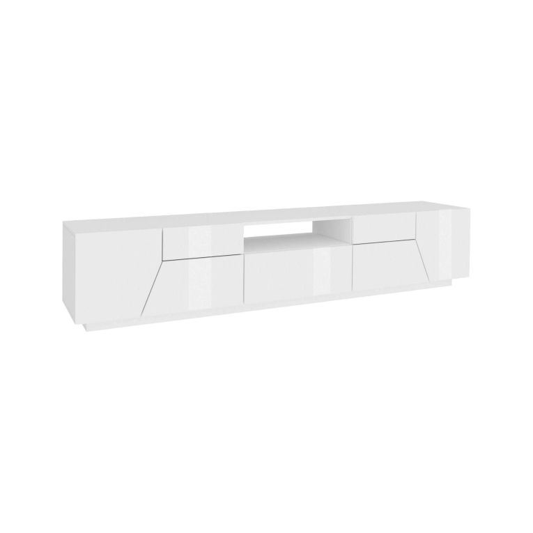 Base TV bianco lucido 220x43x46h cm 4 ante e 1 cassetto - Animai