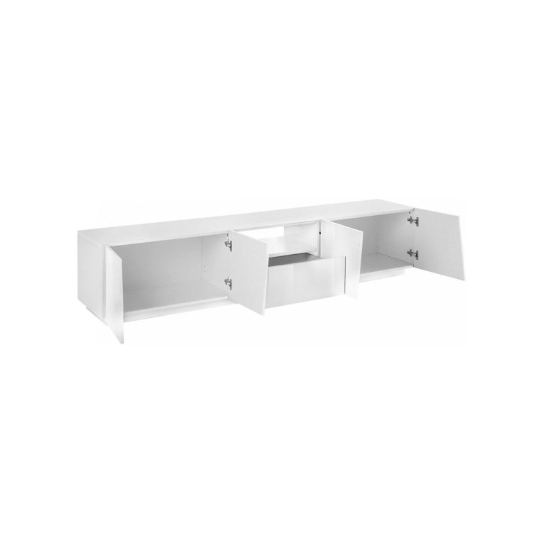 Base TV bianco lucido 220x43x46h cm 4 ante e 1 cassetto - Azzurras