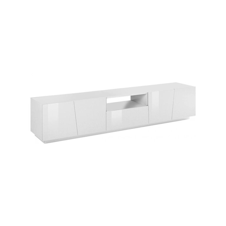 Base TV bianco lucido 220x43x46h cm 4 ante e 1 cassetto - Azzurras