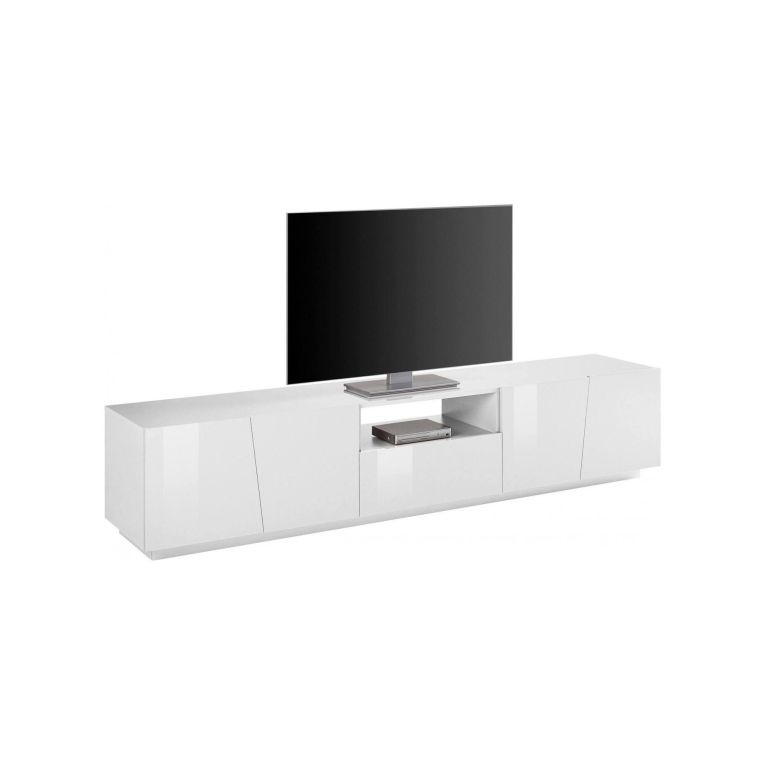 Base TV bianco lucido 220x43x46h cm in legno - Azzurras