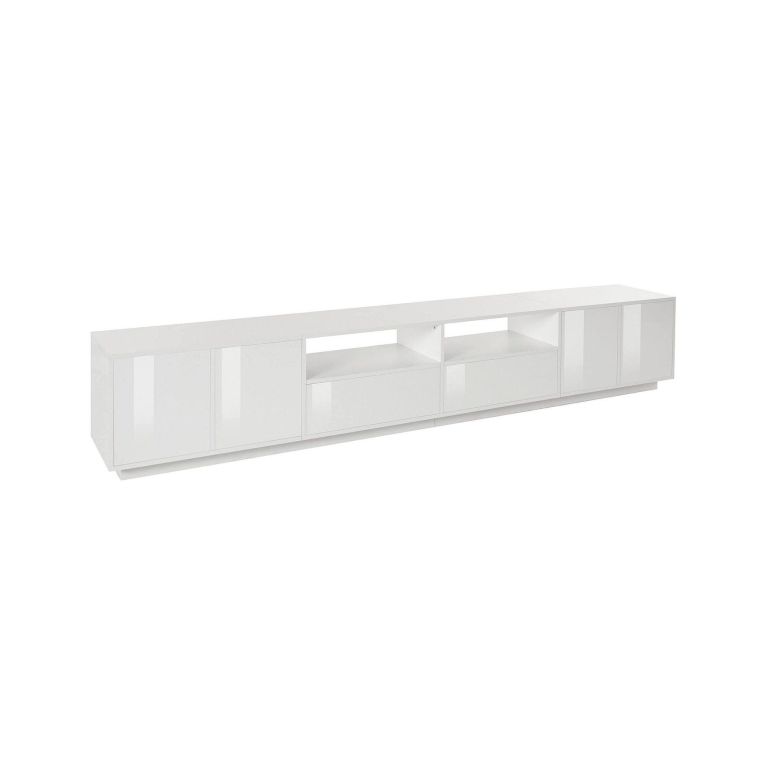 Base TV bianco lucido 260x41x46h cm 4 ante e 2 cassetti - Albak