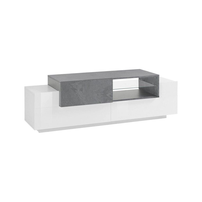 Base TV bianco lucido,cemento 160x45x51h cm 3 ante - Andris