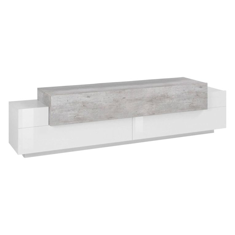 Base TV bianco lucido,cemento 200x45x52h cm 3 ante - Arold