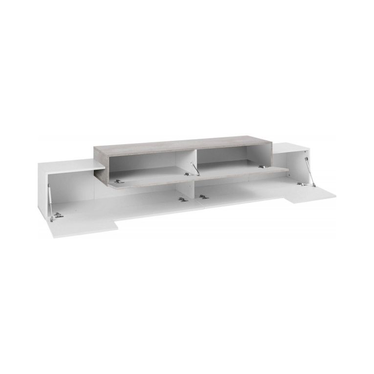 Base TV bianco lucido,cemento 240x45x52h cm 3 ante - Tiche